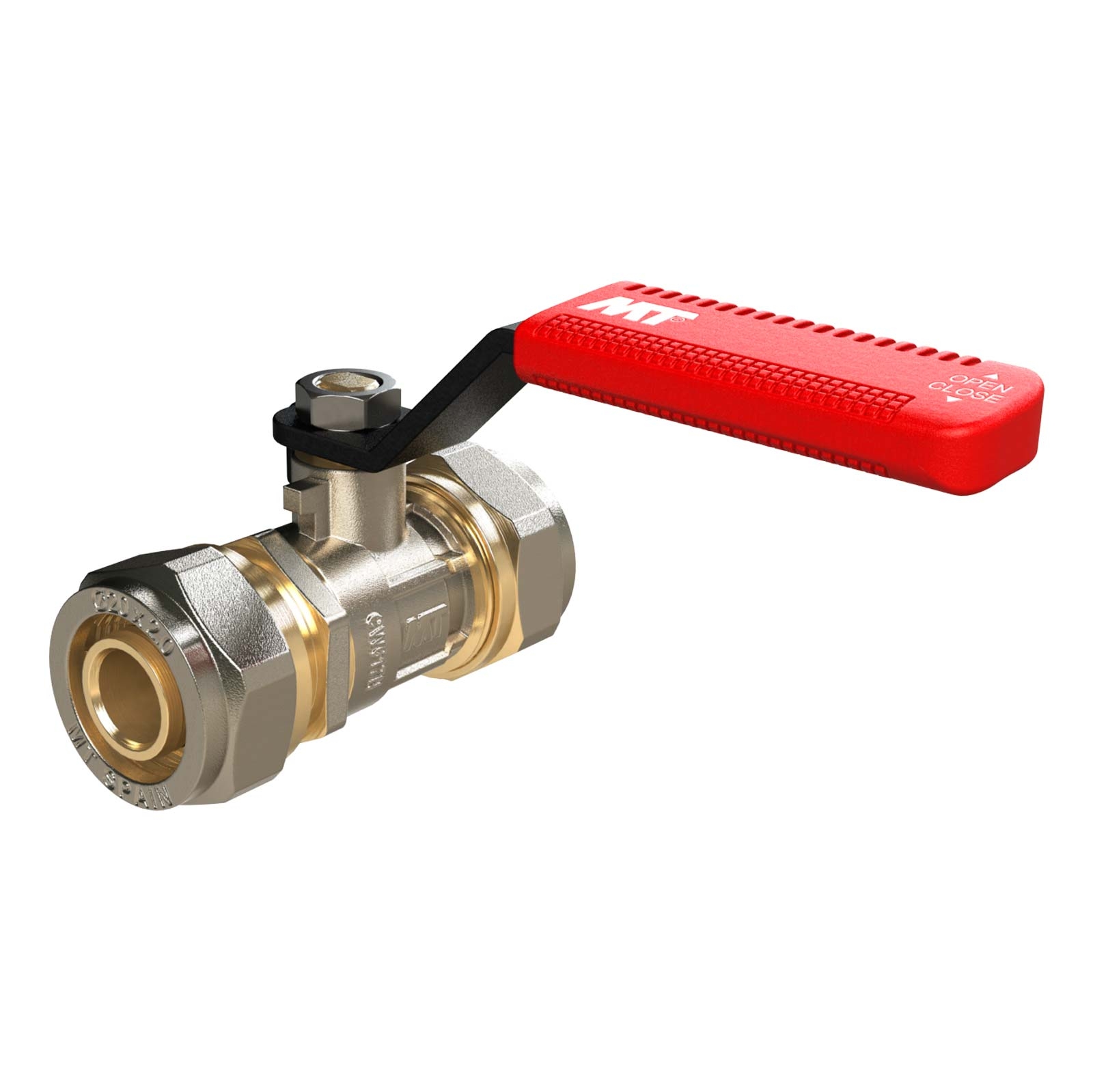 Multilayer Compression Ball Valve Ergonomic Carbon Steel Handle Color Red