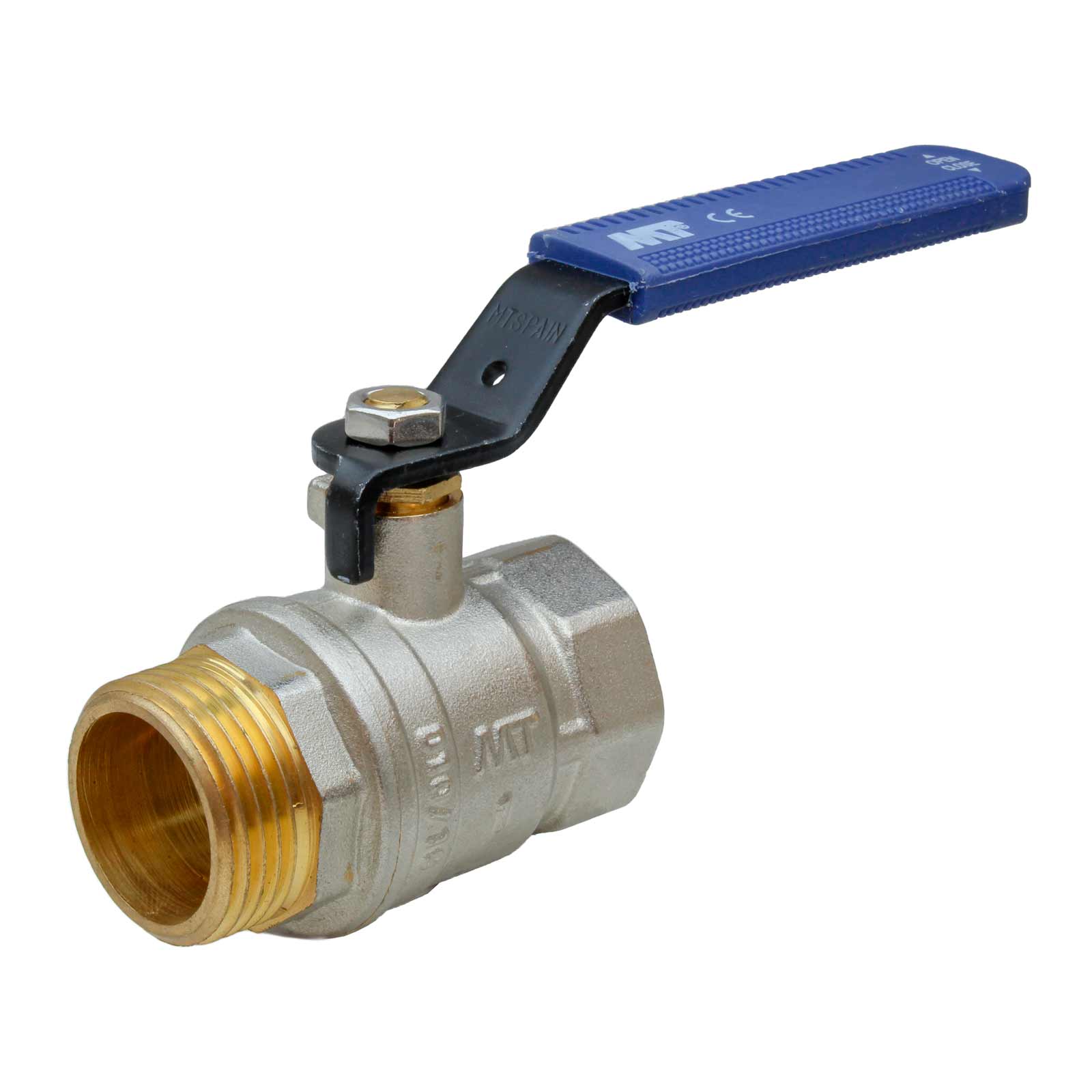M-F Brass Ball Valve PN-25 Blue Ergonomic Carbon Steel Handle