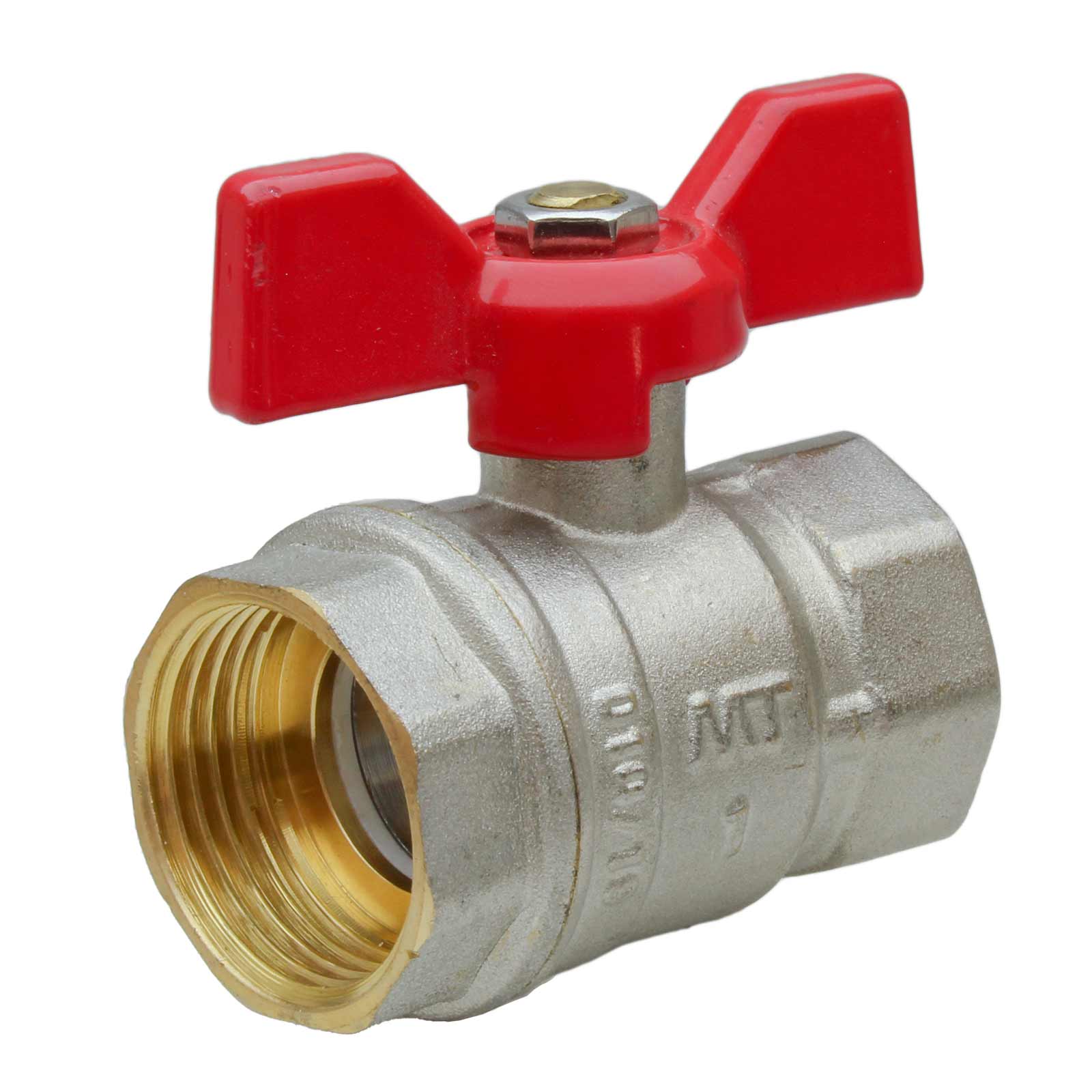 F-F Ball Valve PN-25 with Red Butterfly Handle 3/4"
