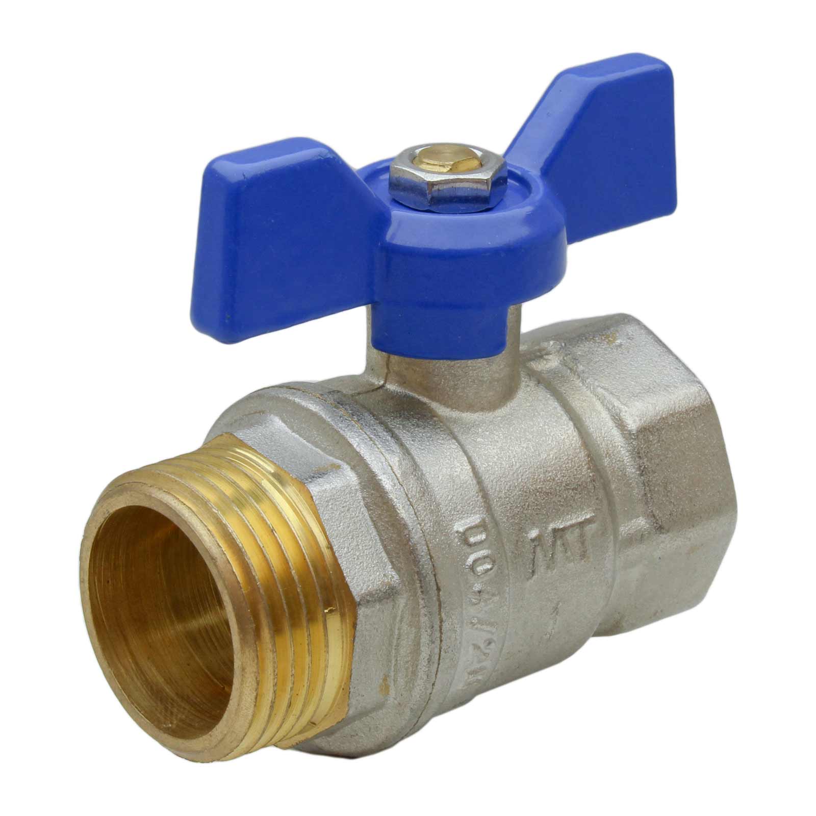 M-F Ball Valve PN-25 with Blue Butterfly Handle 1/2"