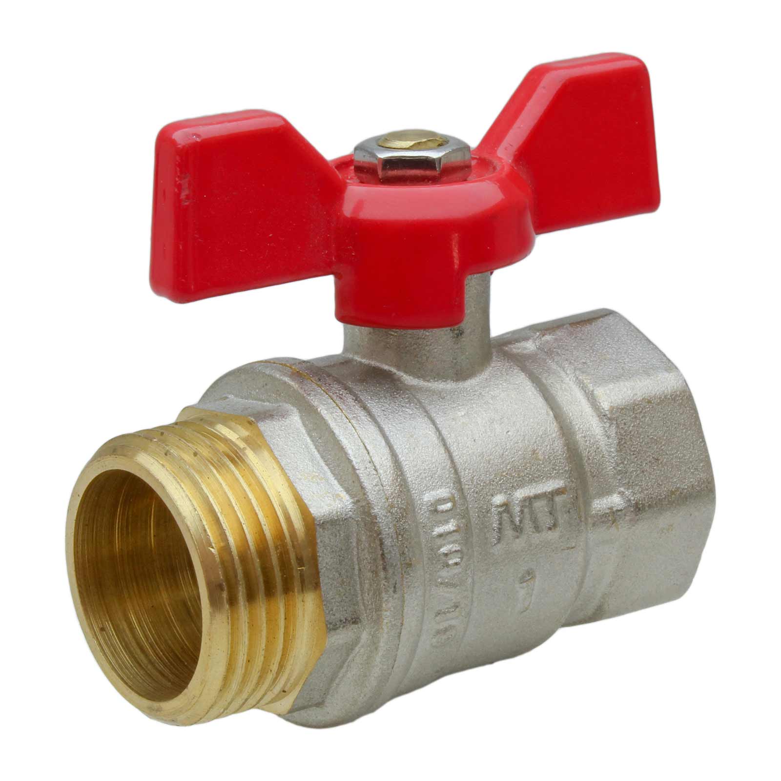 M-F Ball Valve PN-25 with Red Butterfly Handle 1/2"