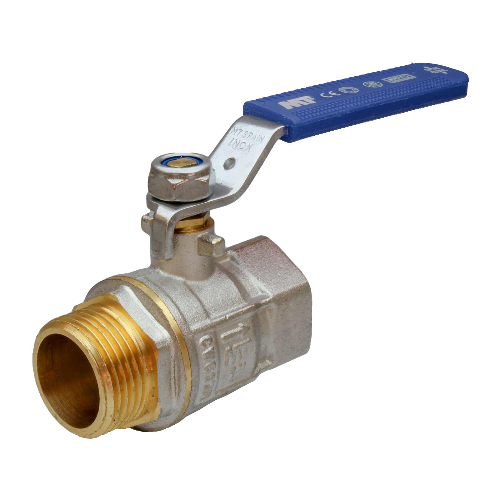 M-F Ball Valve PN-30 with Stainless Steel Blue Handle 1/2"