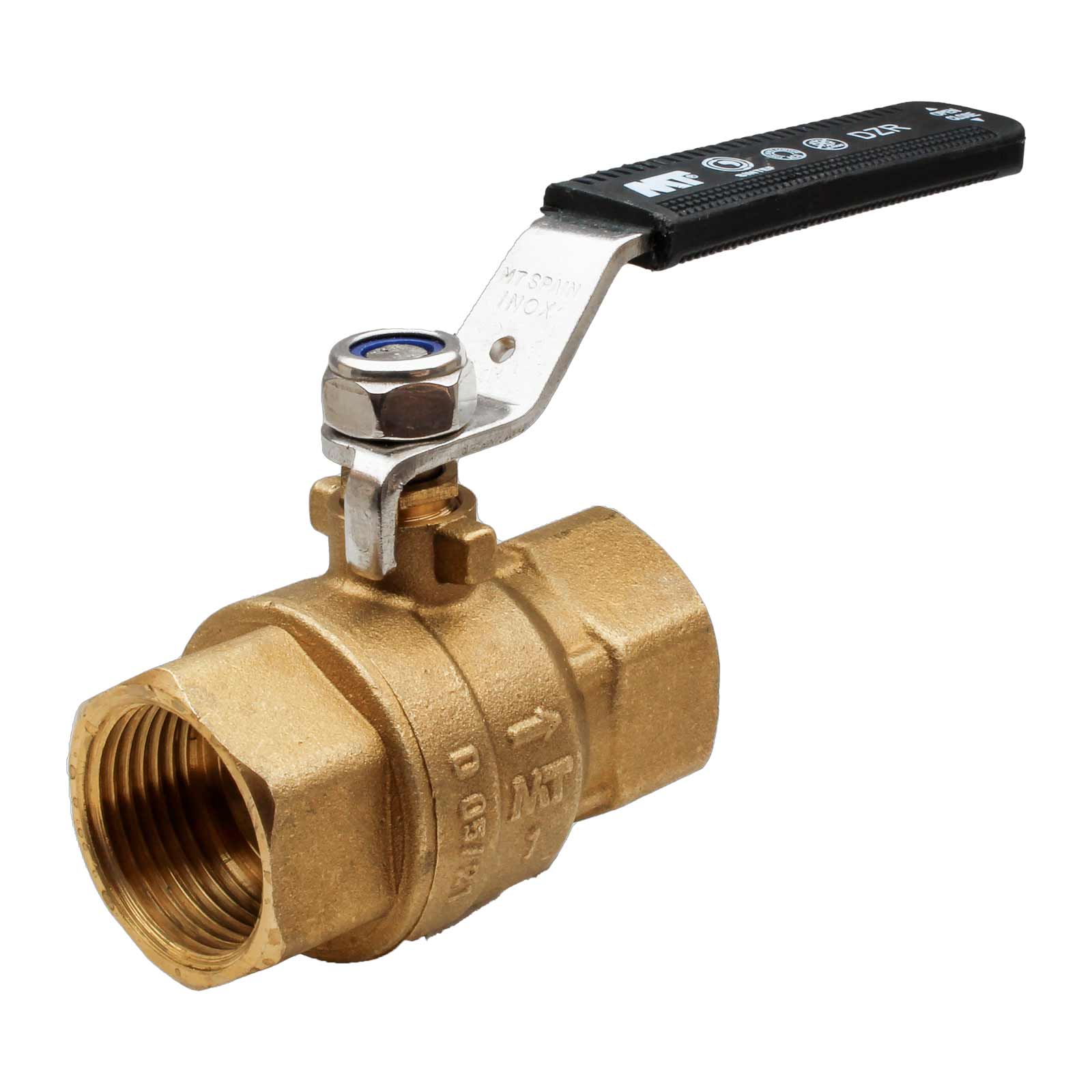 F-F DZR Brass Ball Valve PN40 With Black Ergonomic Stainless Steel Handle