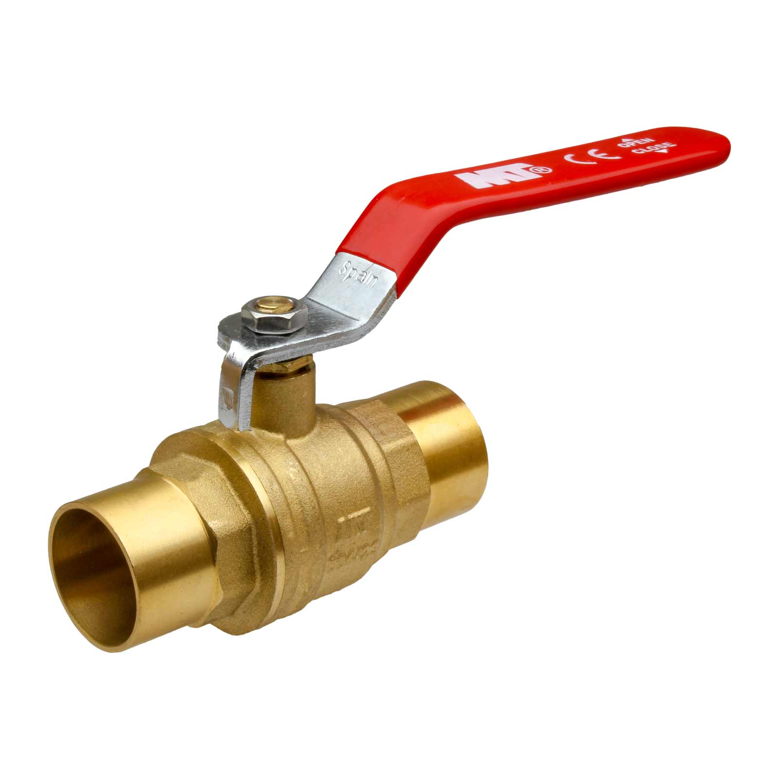 Solder Connection PN30 Ball Valve With Chromed Steel Handle Color Red
