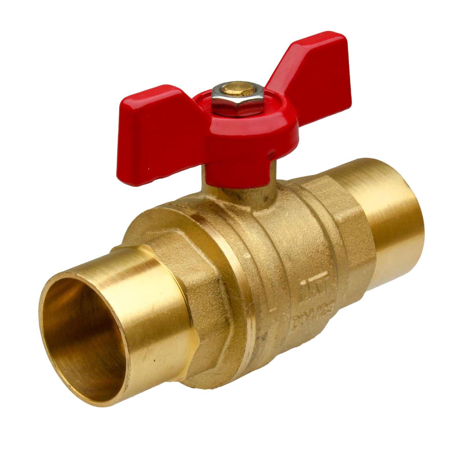 Solder Connection PN30 Ball Valve Butterfly Handle Color Red