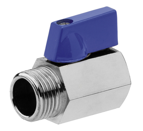 M-F PN16 Brass Mini Ball Valve With Metal Handle Color Blue
