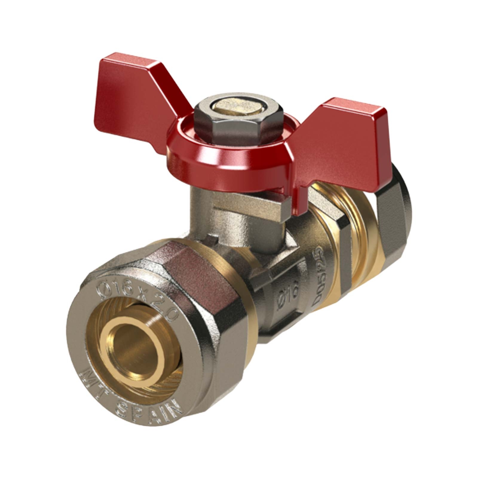 Multilayer Compression Connectors Ball Valve With Butterfly Handle Color Red