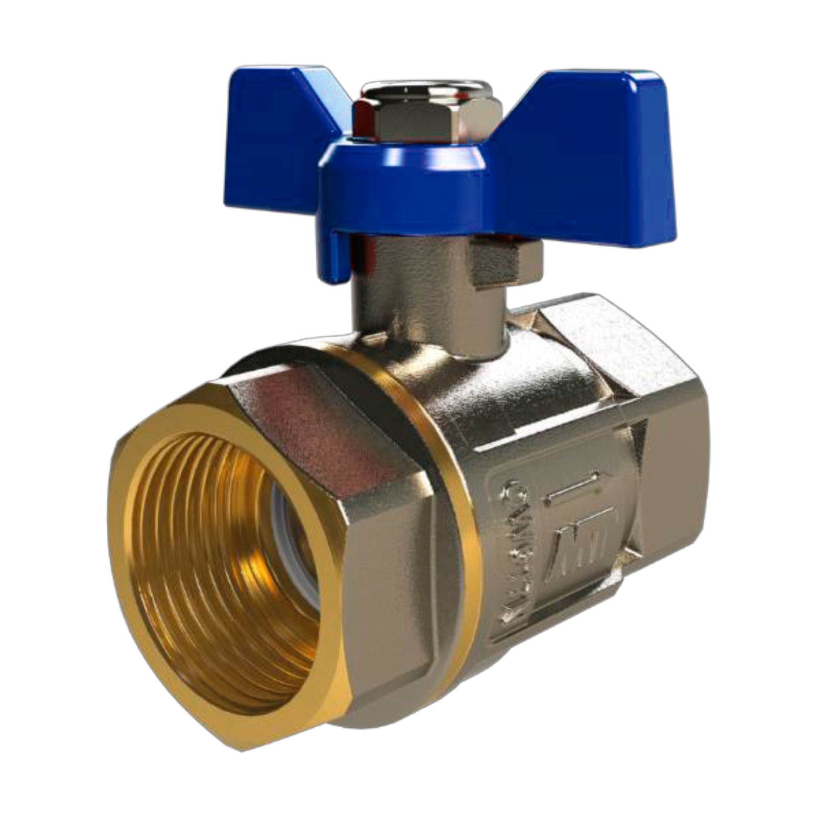 F-F Check Ball Valve PN16 Butterfly Handle Color Blue