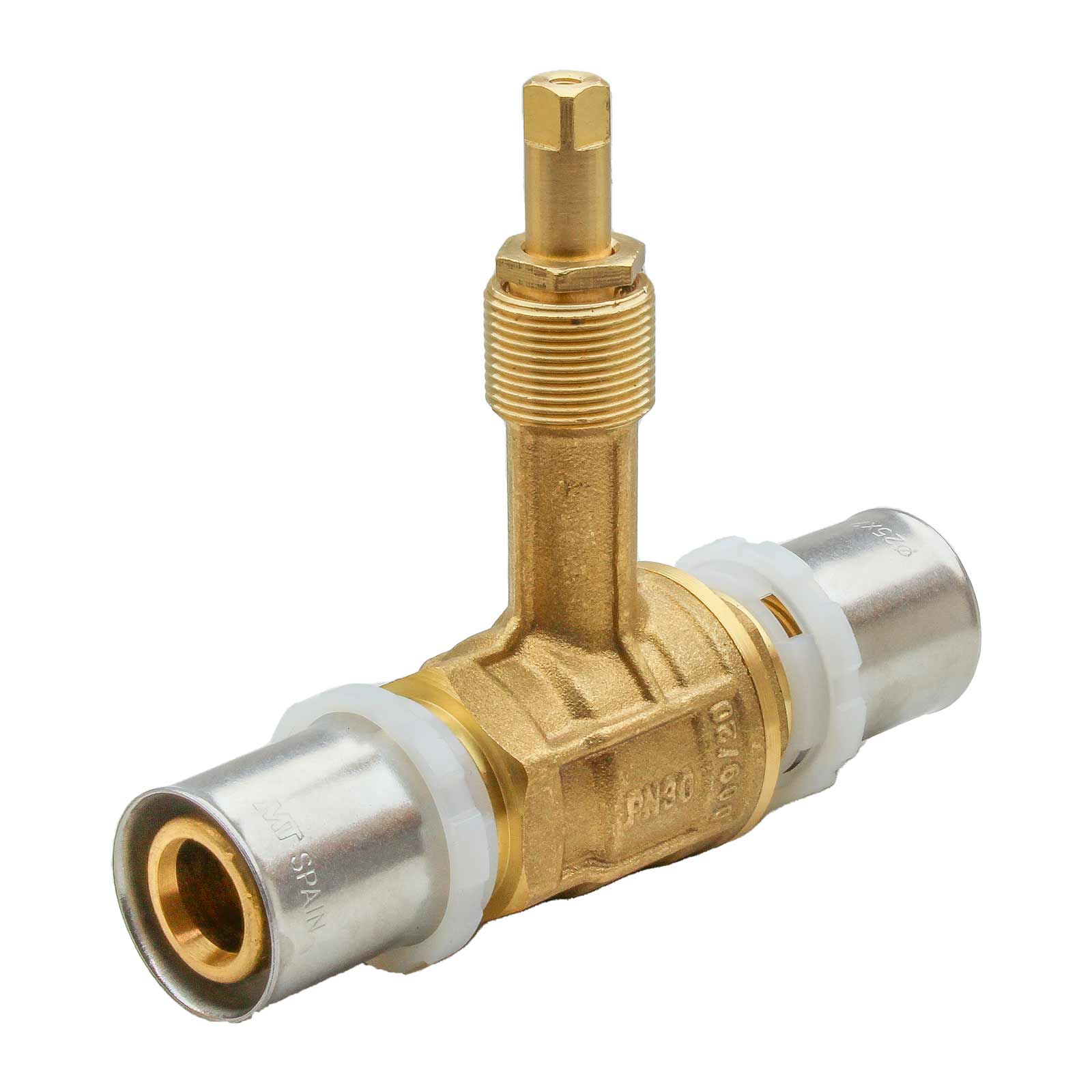 Long Neck PN30 Brass Ball Valve With Multilayer Press Connectors