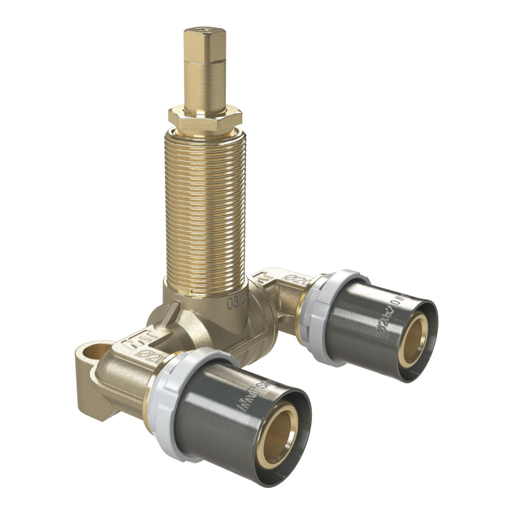 Long Neck PN30 Brass Ball Valve U Type With Multilayer Press Connectors