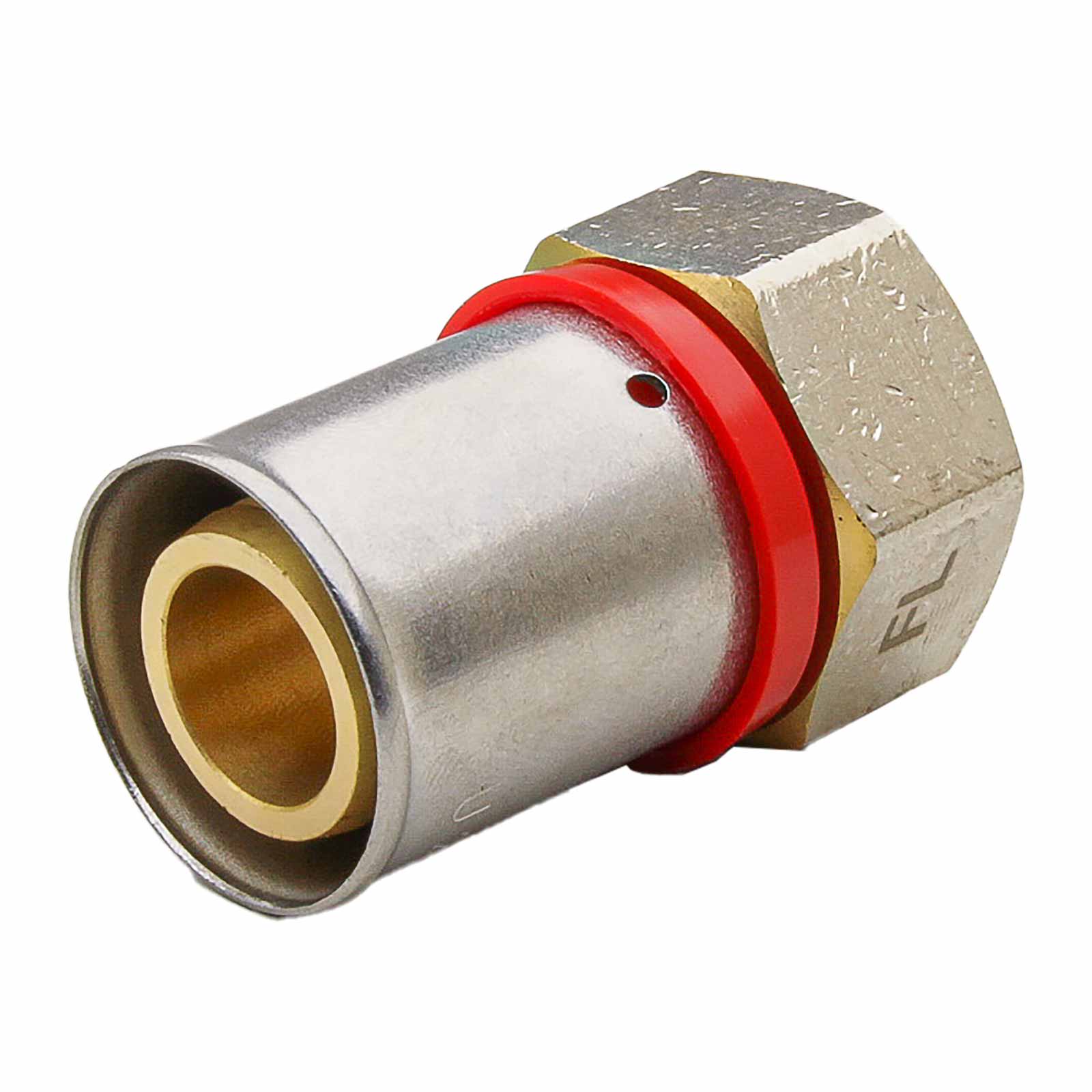Straight Female Connector Multilayer Press Fitting U Profile Red