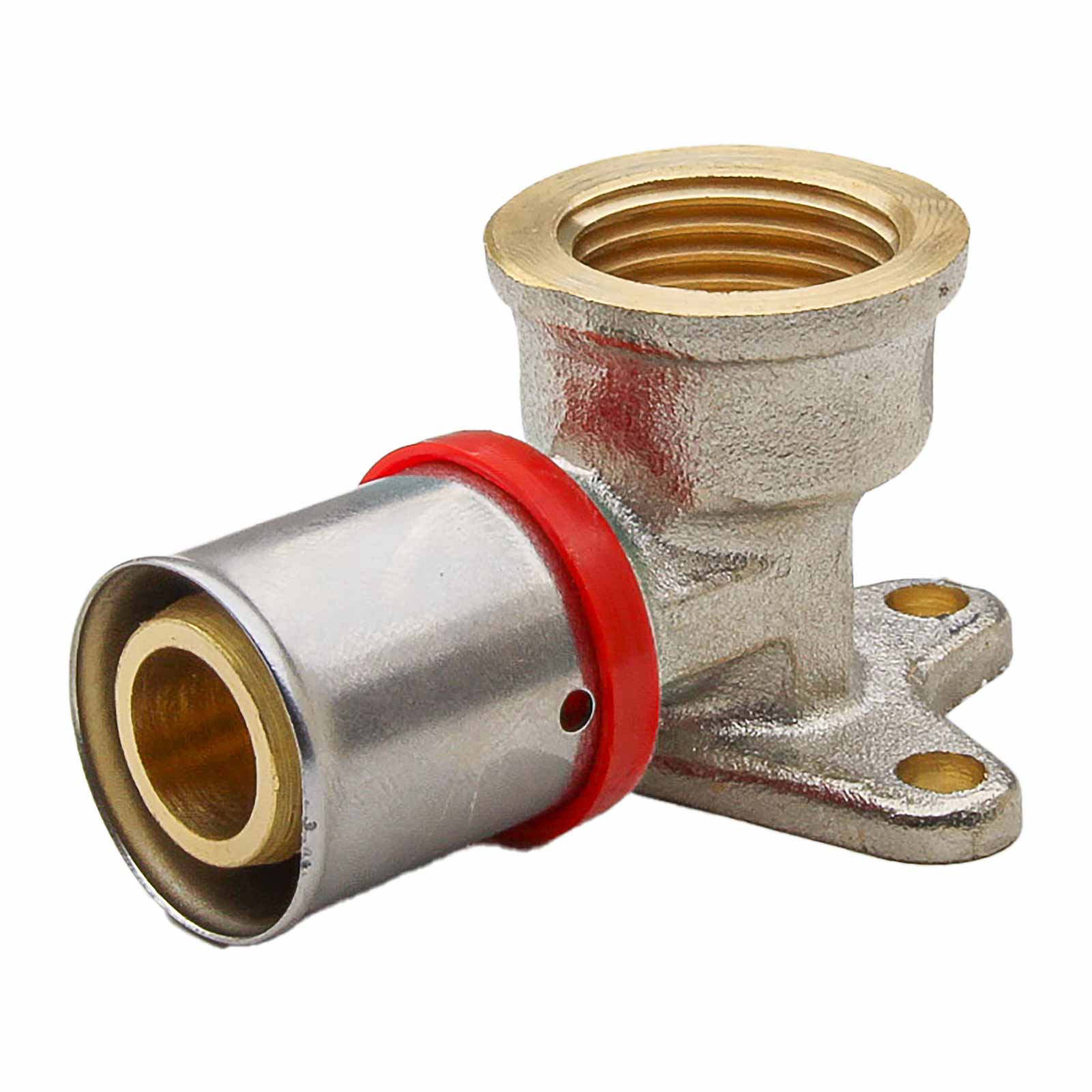Wall Plated Elbow Multilayer Press Fitting U Profile Red