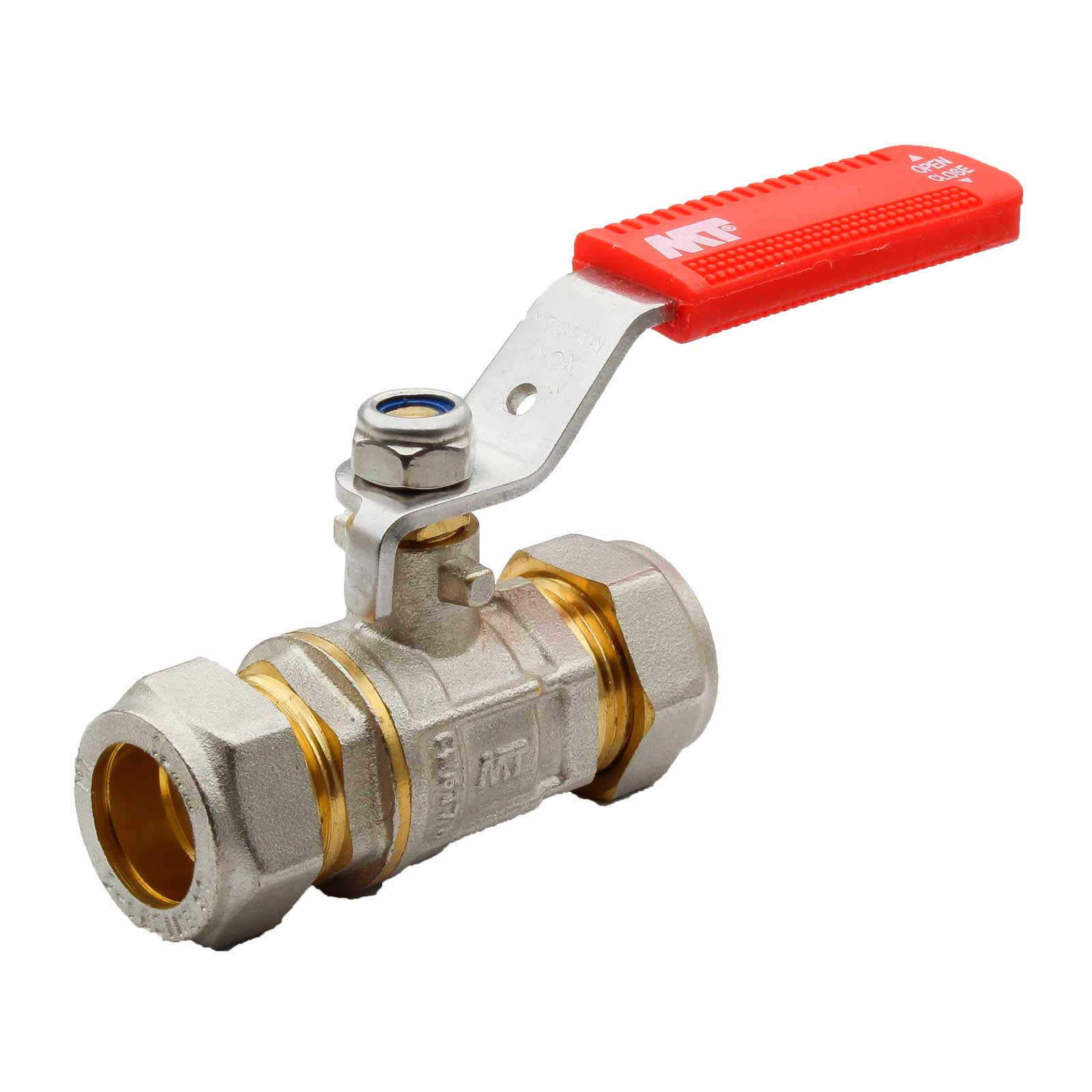 PN30 Ball Valve Compression Connection With Stainless Steel Ergonomic Handle Color Red