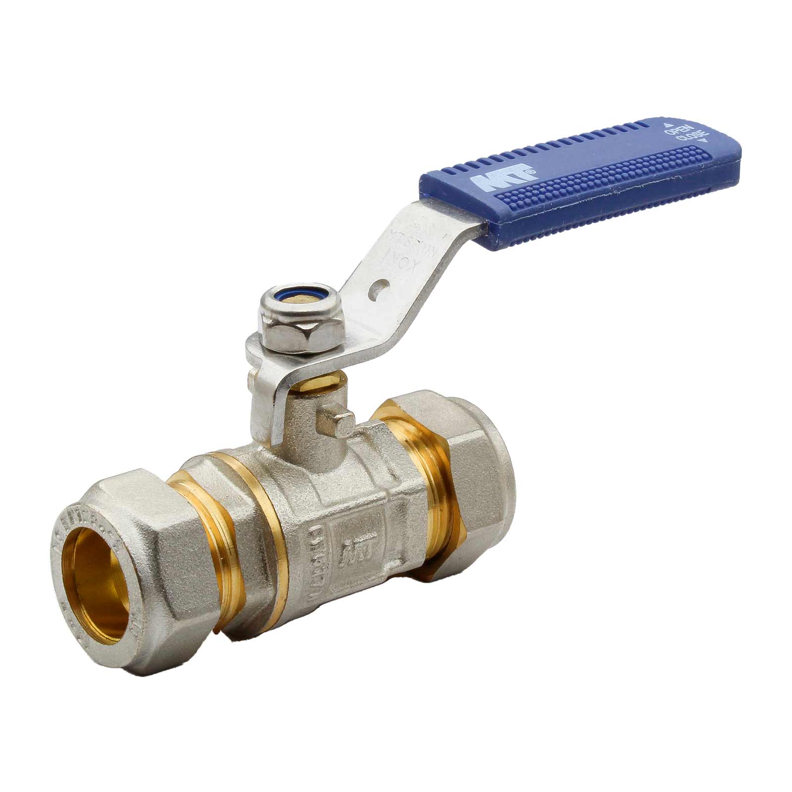 PN30 Ball Valve Compression Connection With Stainless Steel Ergonomic Handle Color Blue
